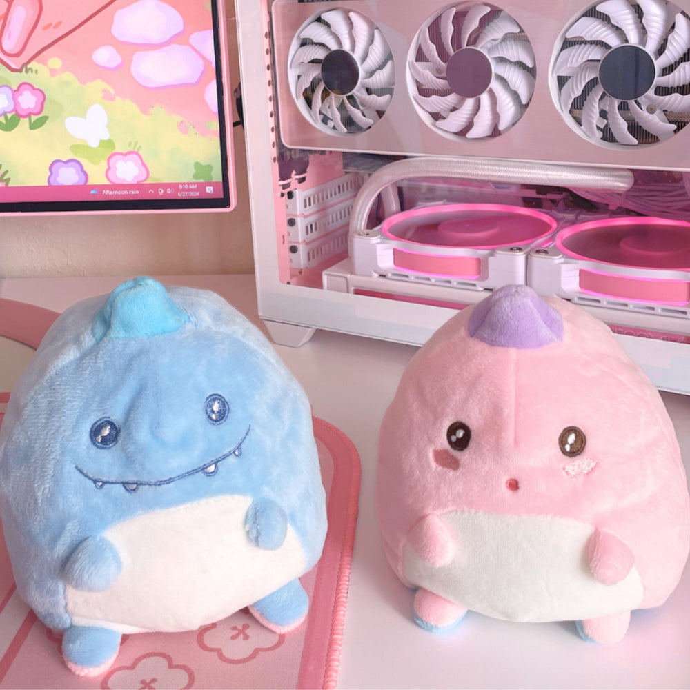 Load image into Gallery viewer, BelugaDesign Dinosaur Plush | Pink Blue Reversible Dino Plushie