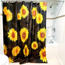 Load image into Gallery viewer, Sunflower Boho Shower Curtain | Black & Yellow Cute Floral Bathroom Decor