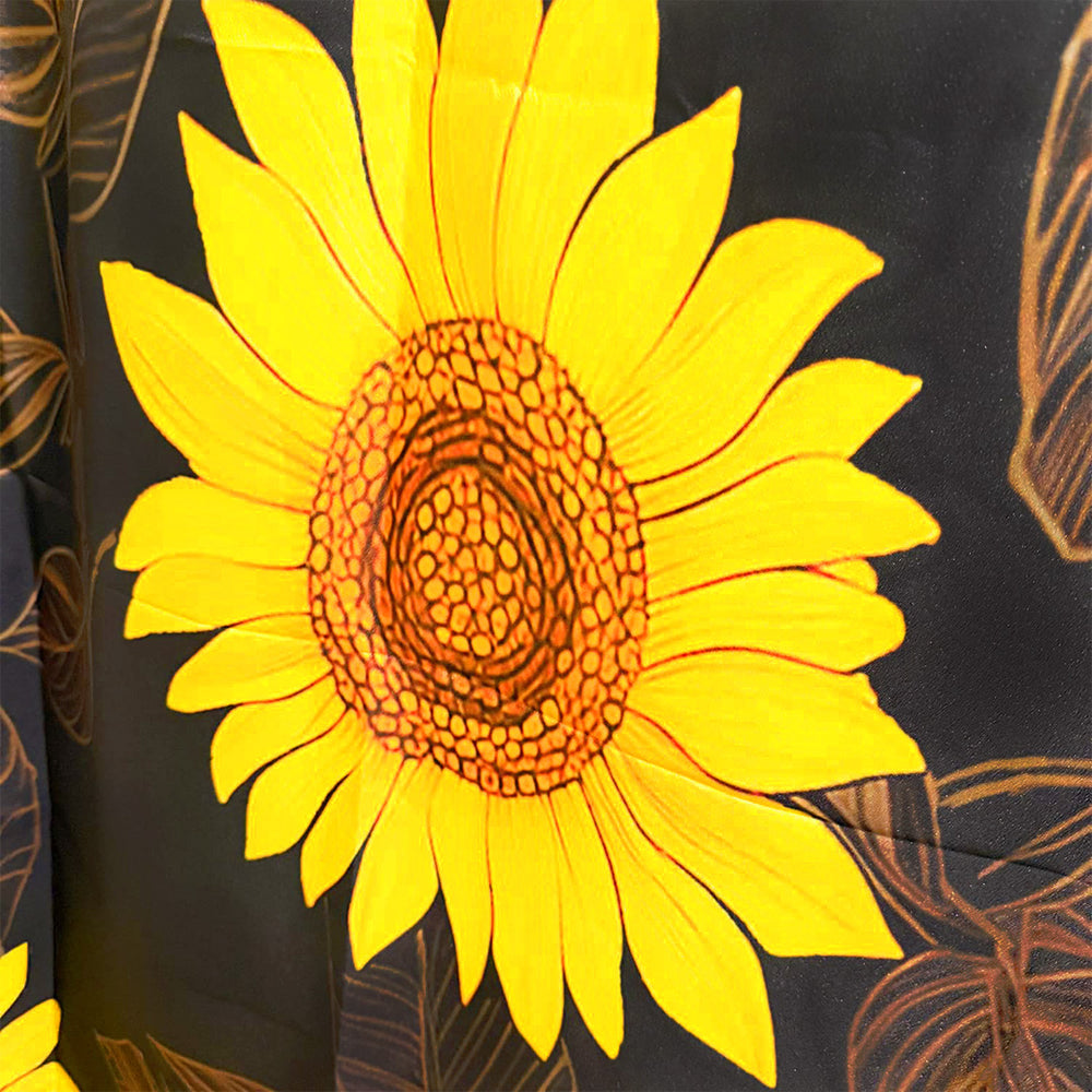 Load image into Gallery viewer, Sunflower Boho Shower Curtain | Black & Yellow Cute Floral Bathroom Decor