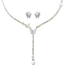 Load image into Gallery viewer, Butterfly Jewelry Set - Silver Pearl Necklace Earrings