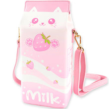 Load image into Gallery viewer, Strawberry Milk Cat Purse | Pink Kawaii Anime Crossbody Bag