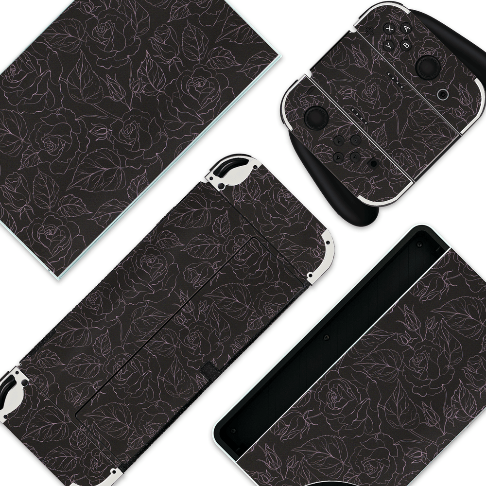 Load image into Gallery viewer, Black Rose Skin | Flower Nintendo Switch OLED or Lite Wrap