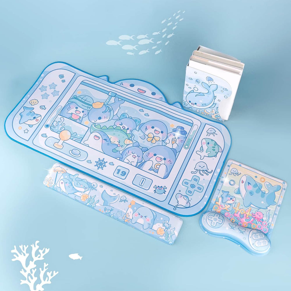 Load image into Gallery viewer, Shark Bookend | Blue White Kawaii Cute Book Stopper