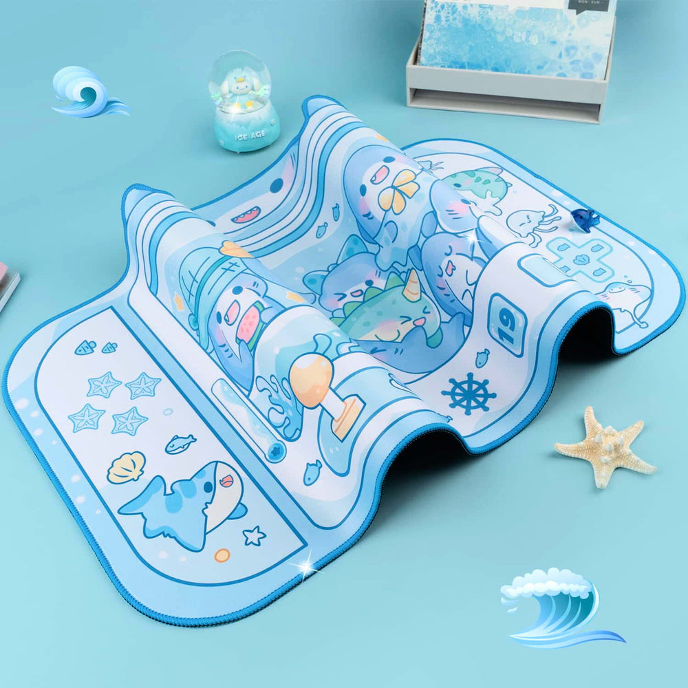 Load image into Gallery viewer, Shark Desk Pad - Cute Blue Ocean Mousepad