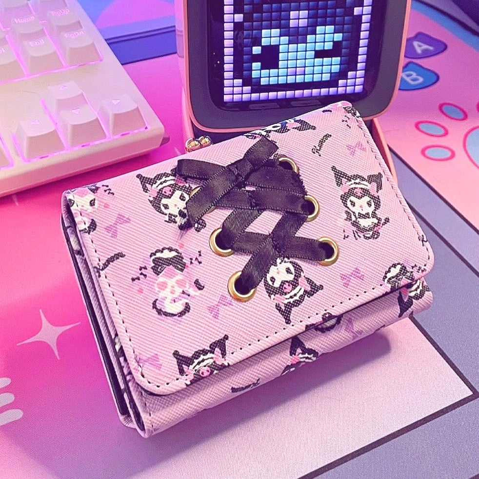 Load image into Gallery viewer, Kuromi Wallet - Sanrio Black Purple Wallet