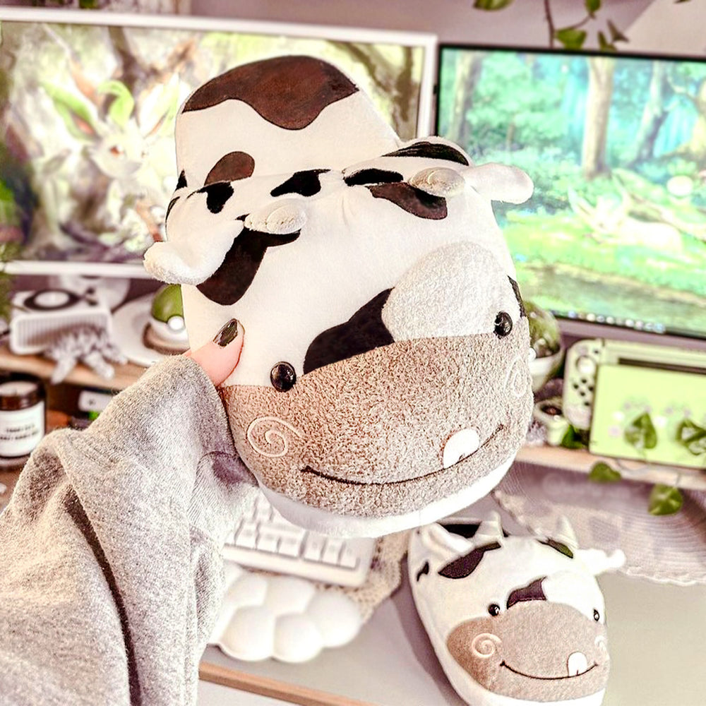 Load image into Gallery viewer, Cow Slippers - Cute Adult Womens Medium Slides