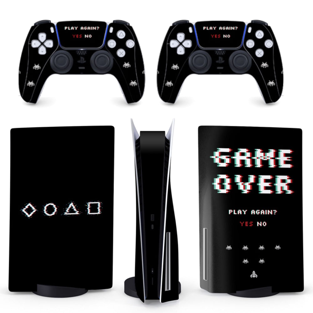 Load image into Gallery viewer, Game Over PS5 Skin - Retro Black Vinyl Sticker for Sony Playstation 5