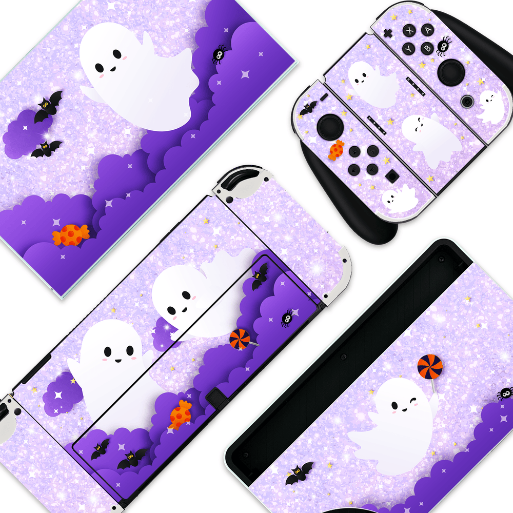 Load image into Gallery viewer, Ghost Skin - Purple Halloween Nintendo Switch OLED Standard Lite Skin