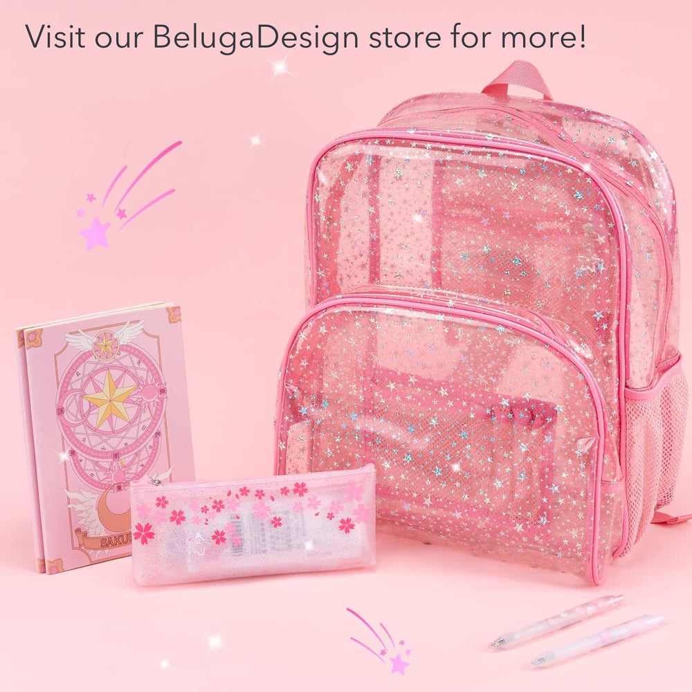 Load image into Gallery viewer, Glitter Pink Clear Backpack - Kawaii Cute School Supplies for Girls & Women