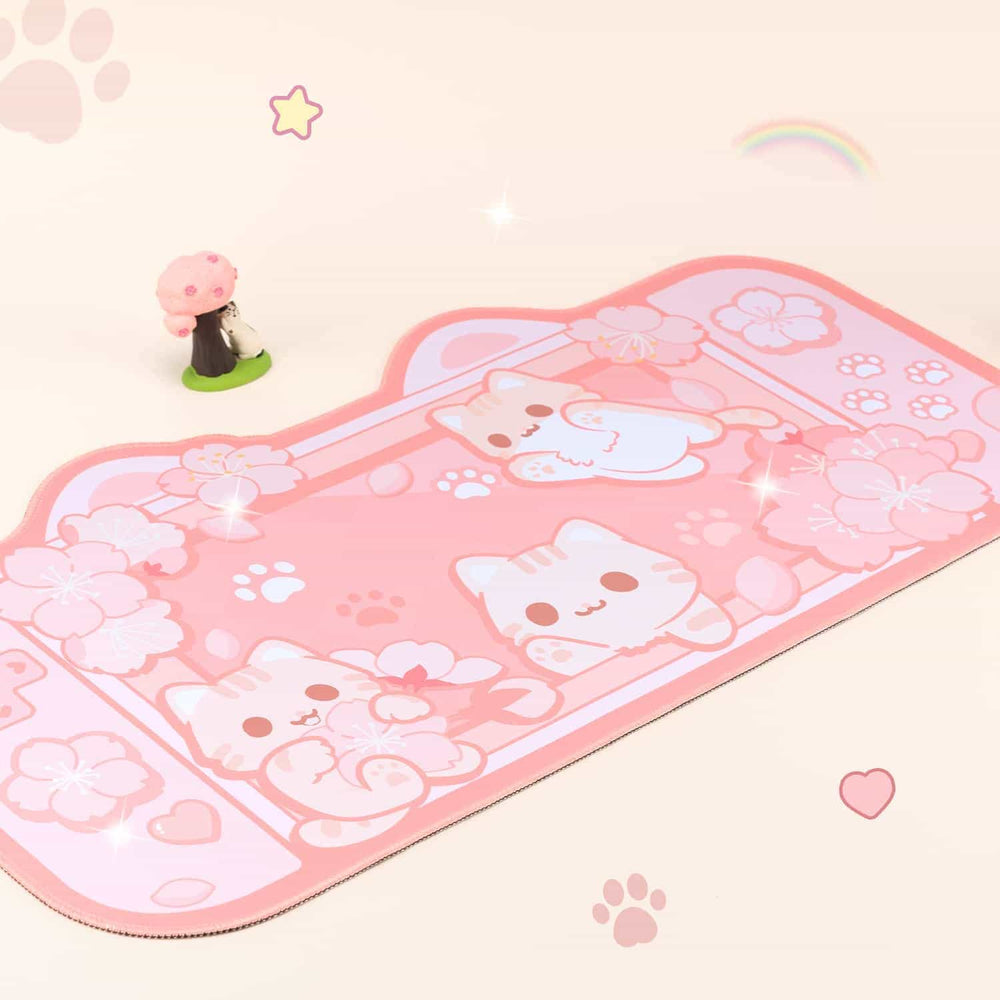 Load image into Gallery viewer, Sakura Cat Mousepad - Kawaii Desk Mat Mouse Pad with Wrist Support