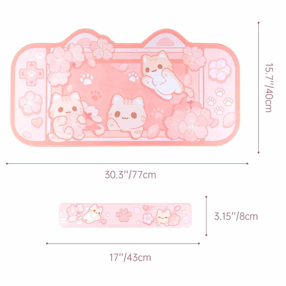 Load image into Gallery viewer, Sakura Cat Mousepad - Kawaii Desk Mat Mouse Pad with Wrist Support