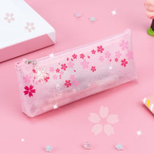 Load image into Gallery viewer, Sakura Pouch - Cute Glitter Clear Pink Pen Pencil Makeup Bag