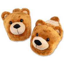 Load image into Gallery viewer, Bear Slippers - Poofy Plush Brown Women M