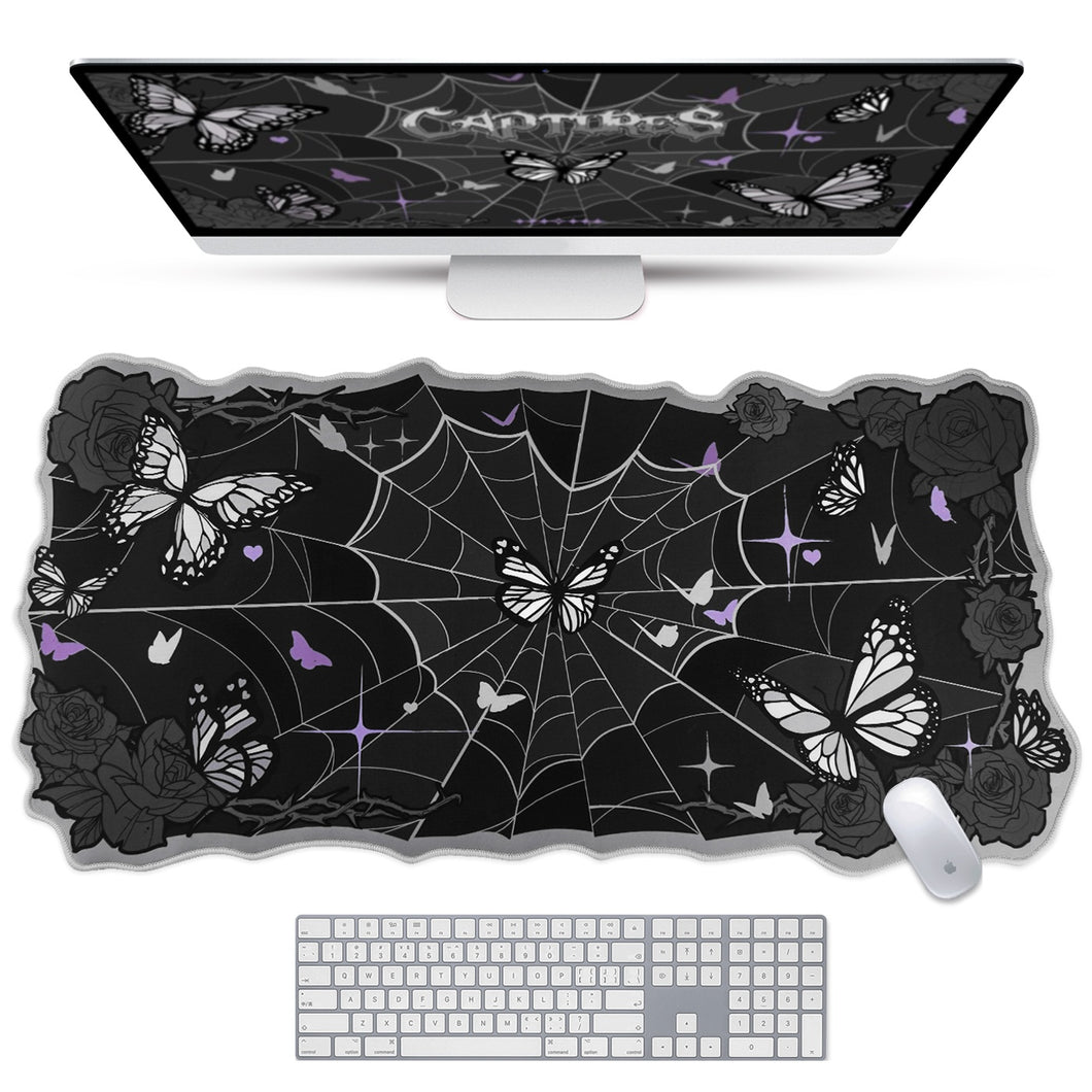 Butterfly Desk Pad | Rose Spider Web Halloween Witch Gothic Mousepad