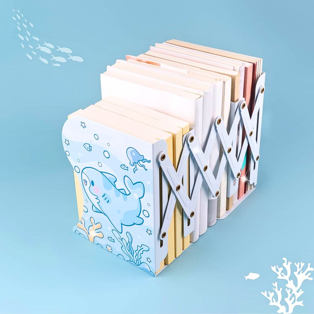 Load image into Gallery viewer, Shark Bookend | Blue White Kawaii Cute Book Stopper
