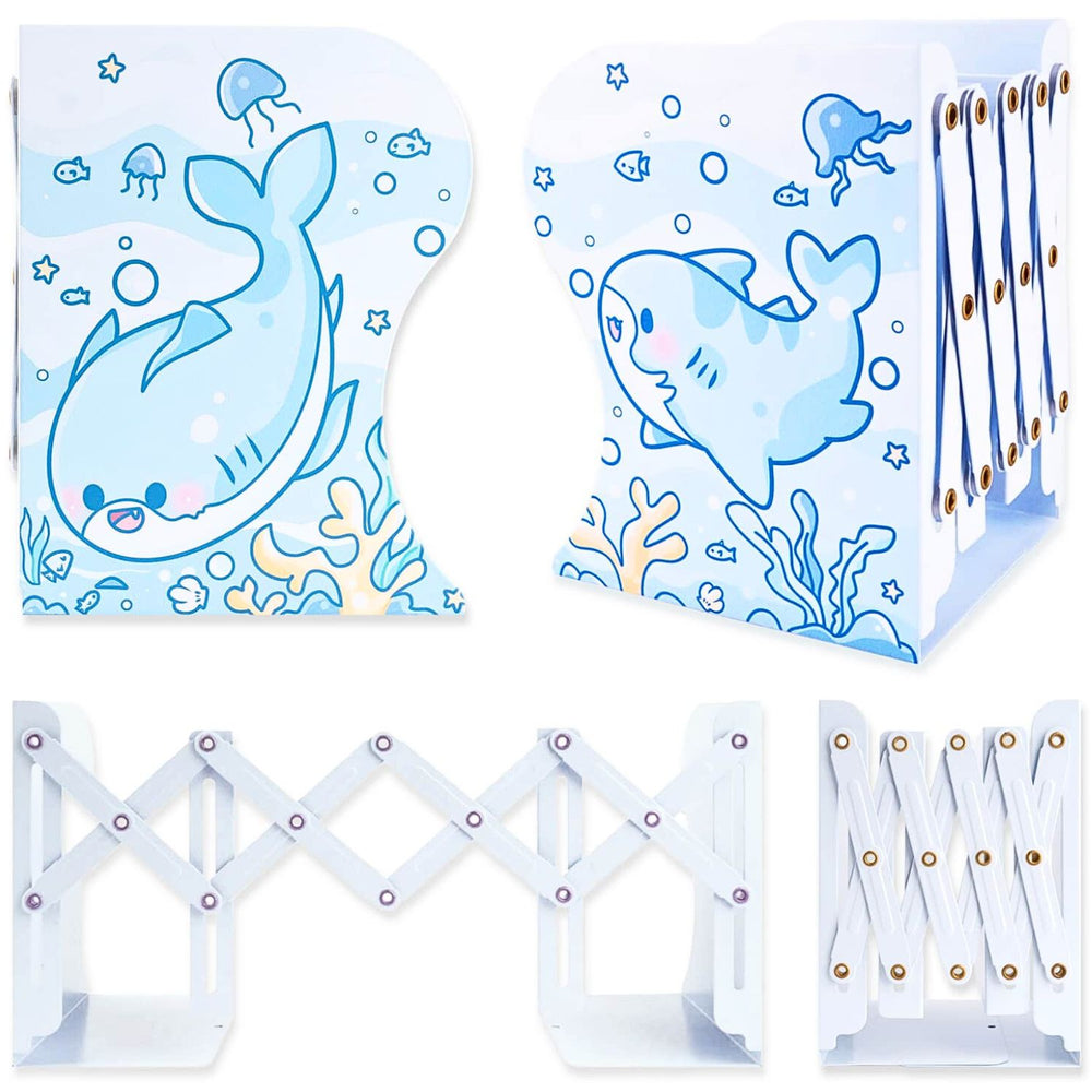 Load image into Gallery viewer, Shark Bookend | Blue White Kawaii Cute Book Stopper
