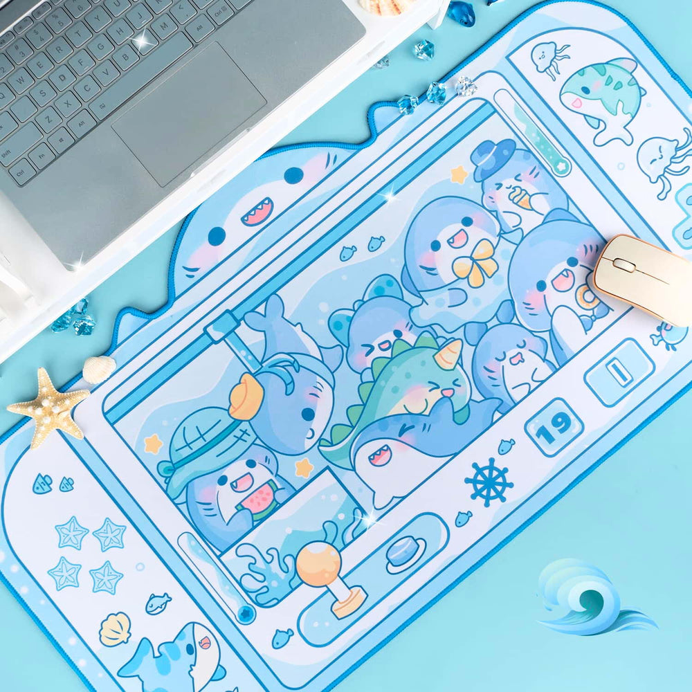 Load image into Gallery viewer, Shark Desk Pad - Cute Blue Ocean Mousepad