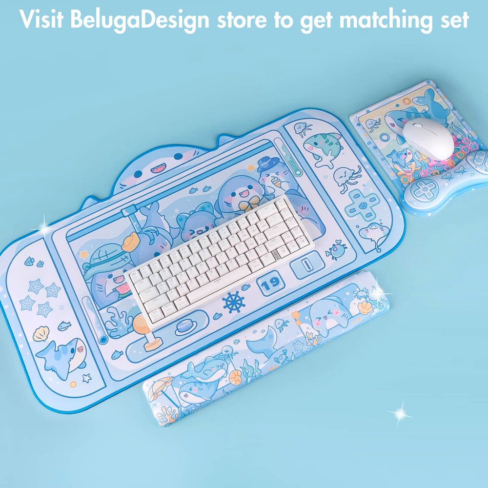 Load image into Gallery viewer, Shark Mousepad | Cute Kawaii Anime Pastel Blue
