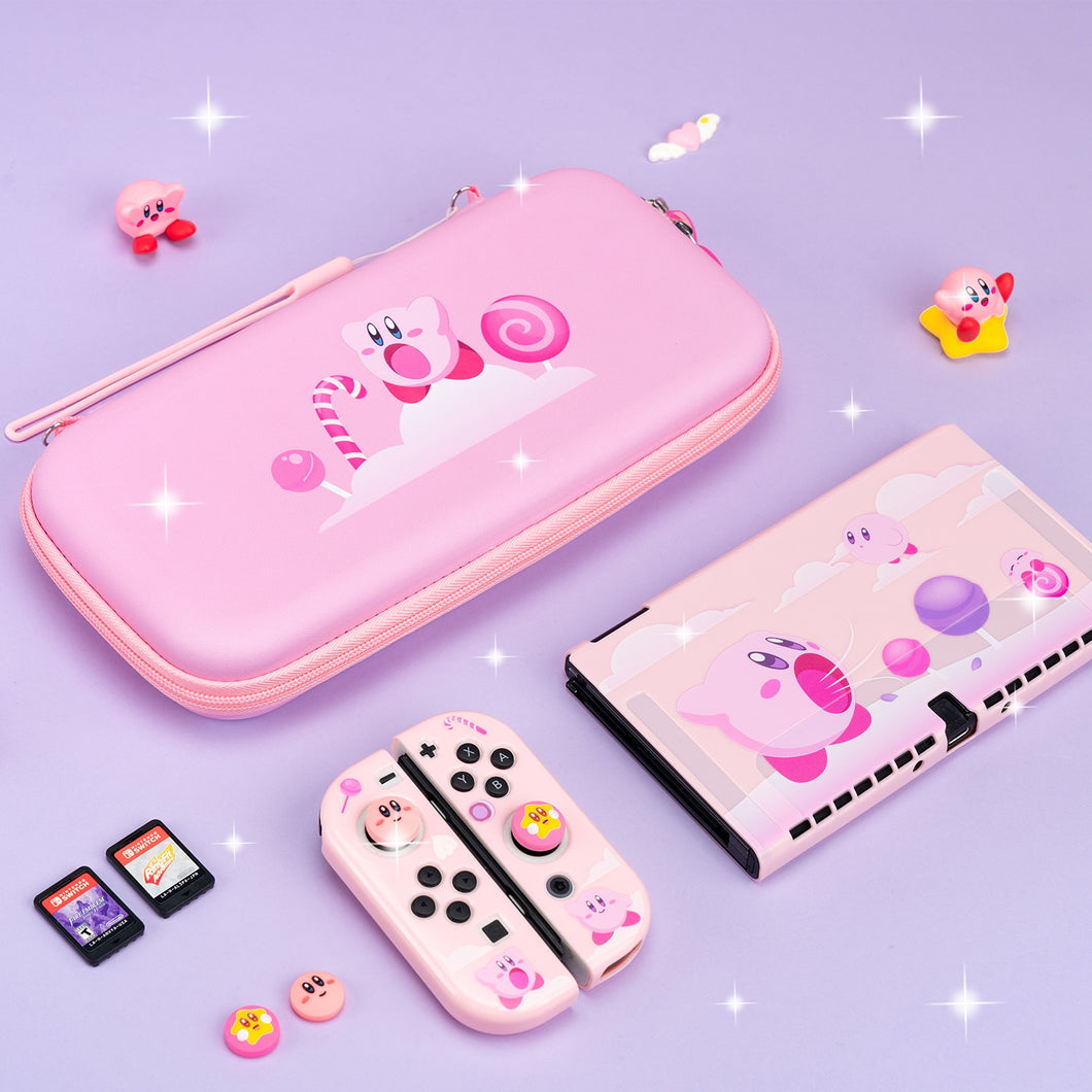 Kirby Bundle – Kawaii Pink Nintendo Switch Standard, Lite, OLED Case Carry Grips