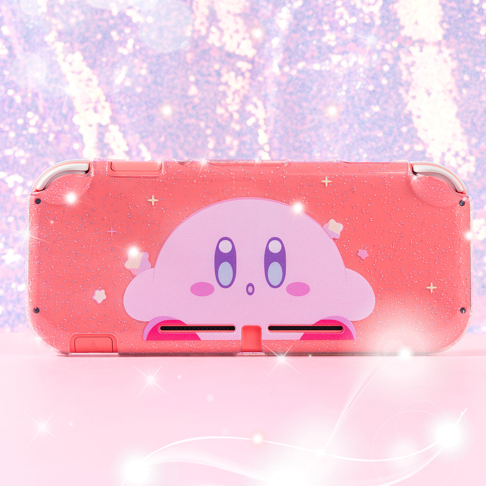 Load image into Gallery viewer, Kirby Case - Clear Pink Glitter Nintendo Switch Lite
