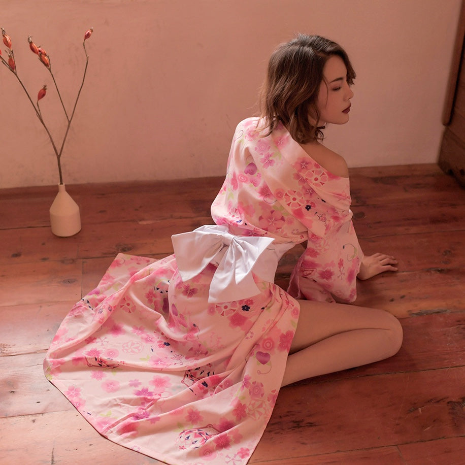 Load image into Gallery viewer, Sakura Lingerie Set - Cute Sexy Japanese Sleepwear with Belt