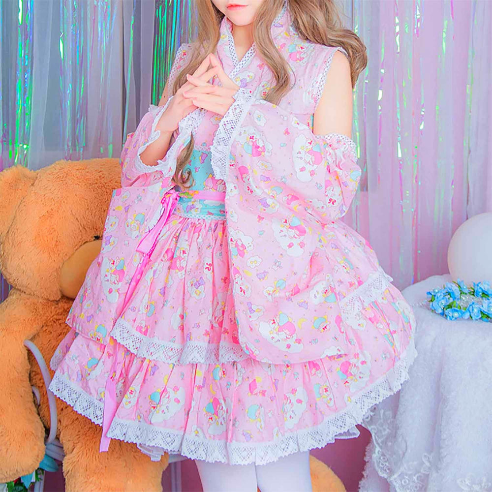 Load image into Gallery viewer, Kawaii Lolita Dress - Pink 8 Piece Kimono
