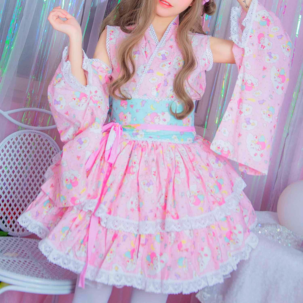 Kawaii Lolita Dress - Pink 8 Piece Kimono