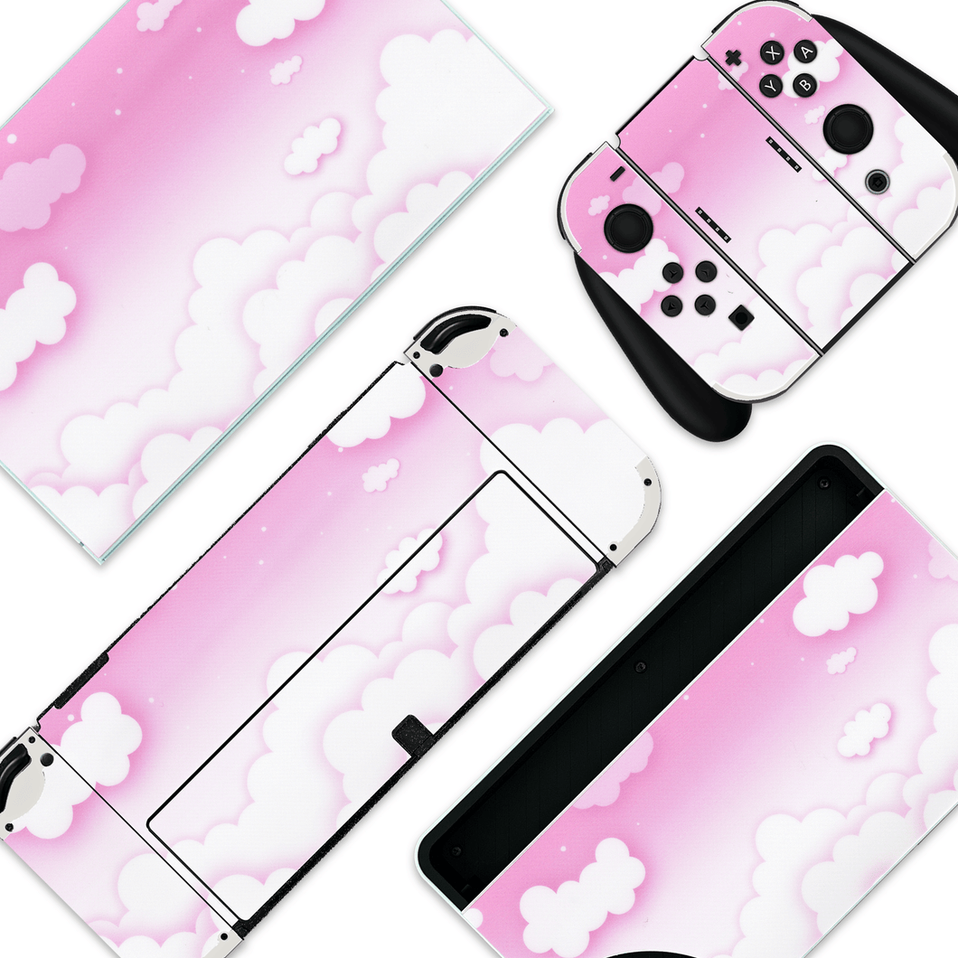 Pink Clouds Switch Skin - Pastel Switch Standard, OLED, Lite Wraps