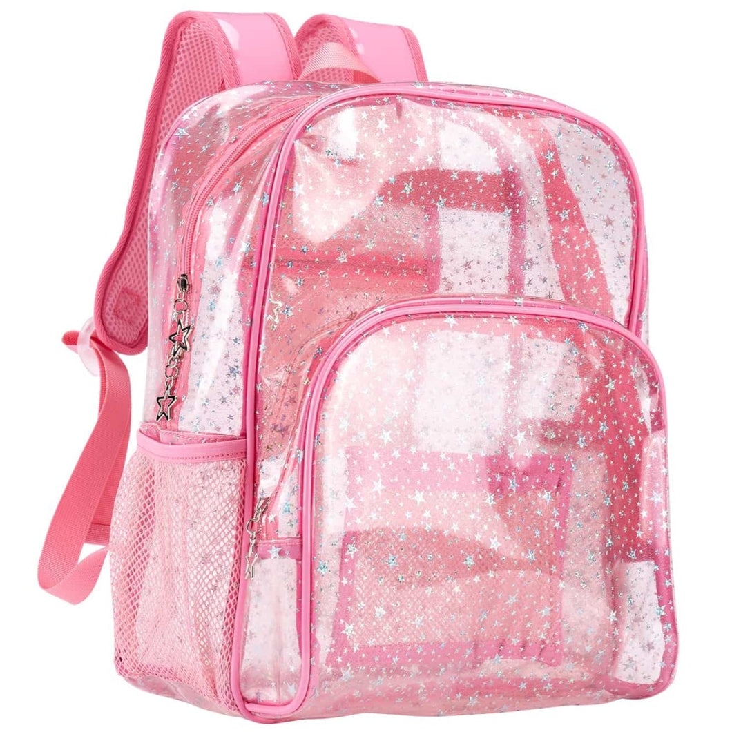 Glitter Pink Clear Backpack - Kawaii Cute School Supplies for Girls & Women