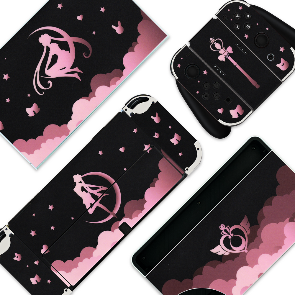 Load image into Gallery viewer, Sailor Moon Skin - Black Pink Anime Cute Nintendo Switch OLED Wrap