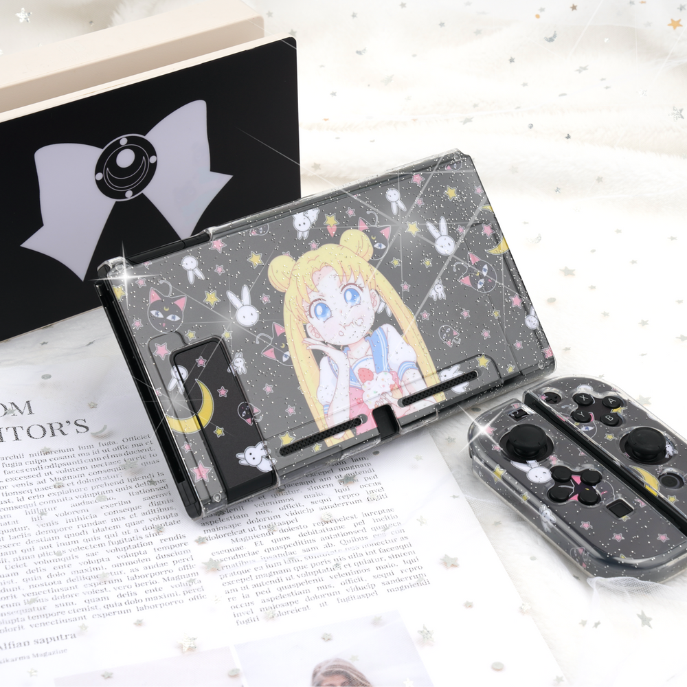 Load image into Gallery viewer, Moon Anime Skins - Black Anime Cute Nintendo Switch Lite Wraps