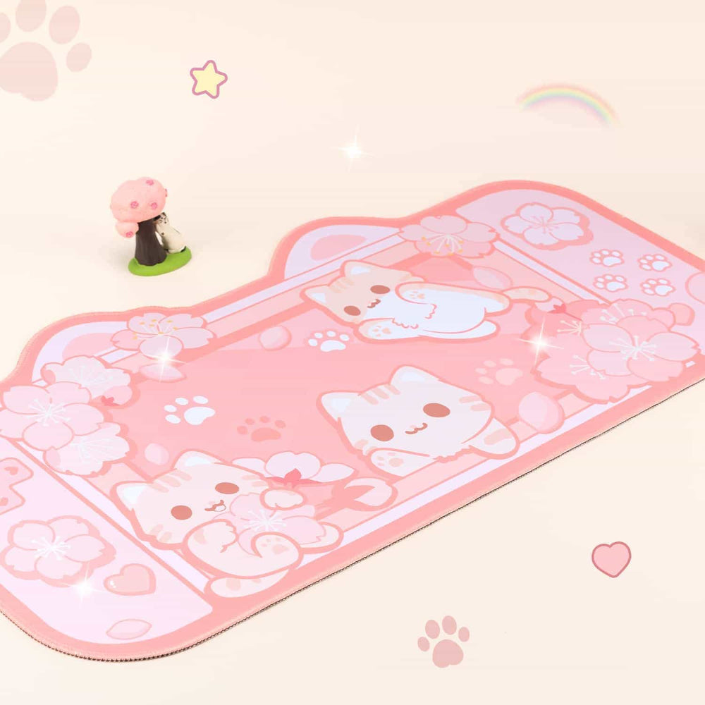Load image into Gallery viewer, Sakura Cat Mousepad - Kawaii Desk Mat Mouse Pad with Wrist Support