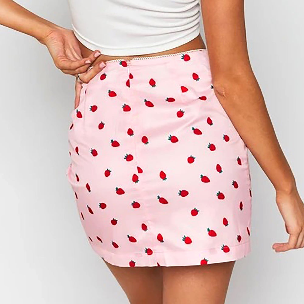 Load image into Gallery viewer, Strawberry Skirt - Kawaii Pink A-Line
