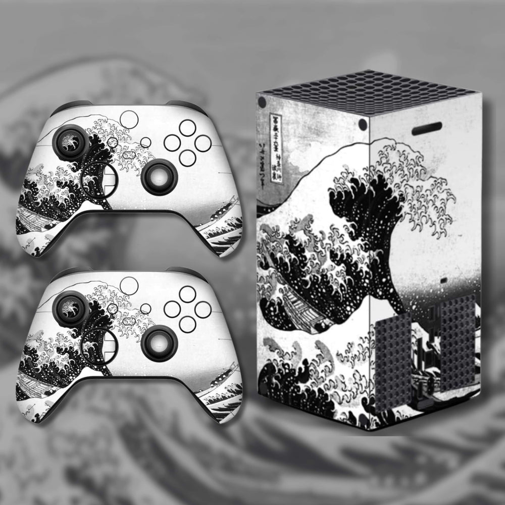 Load image into Gallery viewer, Wave Xbox Skin | Japanese Black White Vinyl for Xbox Series S or X